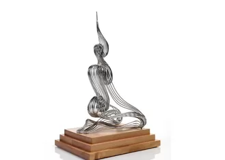 Seated Figure Stainless Steel Abstract Sculpture Contemporary Wire Sculpture