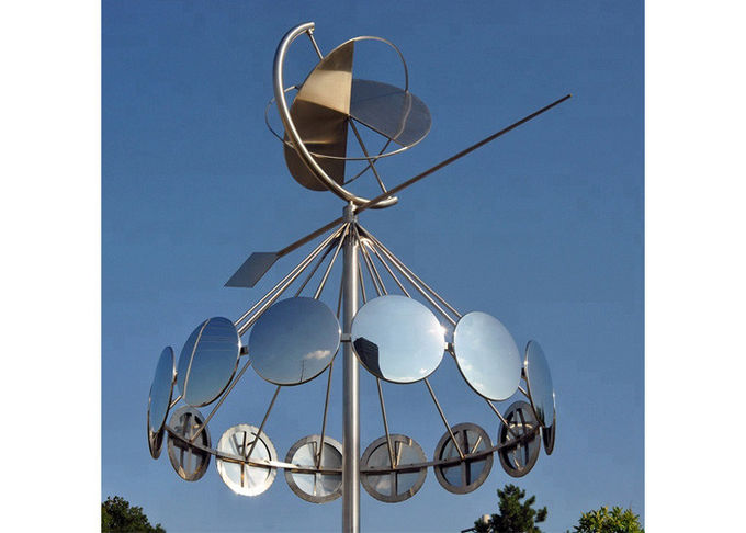 Wind Kinetic Modern Stainless Steel Sculpture , Outdoor Steel Garden Sculpture