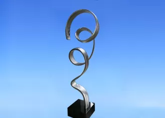 Decorative Home Metal Ribbon Sculpture , Metal Outdoor Sculpture Abstract