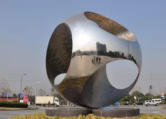 Large Size Outdoor Sphere Sculpture Stainless Steel For Public Roundabout