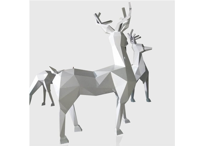 Famous Geometric Life Size Deer Sculptures Modern Art Stainless Steel