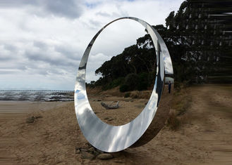 Welding Technique Stainless Steel Sculpture Circle Design For Lawn 150cm Dia