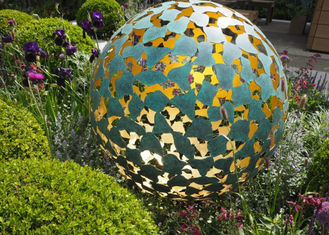 Large Luminous Sphere Painted Metal Sculpture For Garden Decoration 100cm Dia