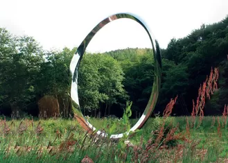 Contemporary Stainless Steel Art Sculptures , Ring Sculpture Polished Finish