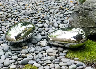 Polished Rock Sculpture , Stainless Steel Outdoor Sculpture Customised