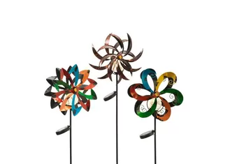 Outdoor Stainless Steel Garden Sculptures Colorful Spinner Kinetic Wind Sculpture