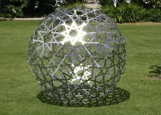 Metal Garden Ornaments Sphere Sculpture Stainless Steel Hollow Design