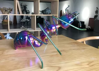 Colorful Table Decor Metal Ant Sculpture Stainless Steel Titanium Craft