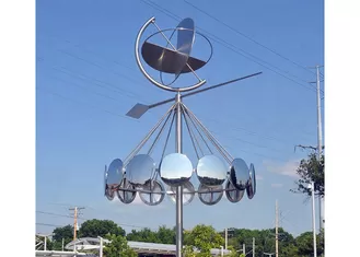 Wind Kinetic Modern Stainless Steel Sculpture , Outdoor Steel Garden Sculpture