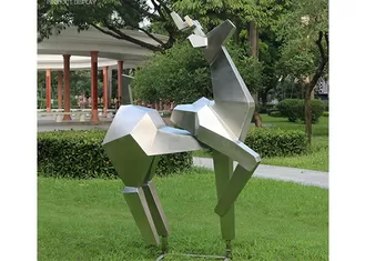 Animal Statue Stainless Steel Metal Sculpture Garden Abstract Deer Sculpture